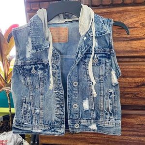 Distressed jean vest